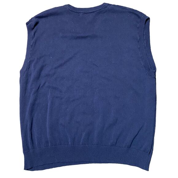 Oscar De La Renta Knit V-Neck Sweater Vest Navy Blue Men's Size XXL 100% Cotton - Picture 2 of 6